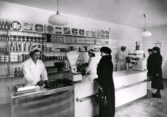Interiör från en mjölkaffär på 1930-talet