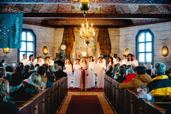 Lucia concert i Seglora Church at Skansen
